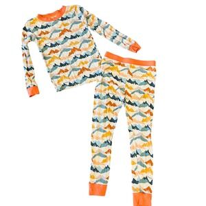 Southern Slumber Bamboo Pajamas 2 Piece Set Mountain Print Blue Orange 4T